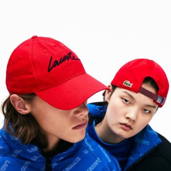 Lacoste LIVE Signature Cotton Cap Pánské - Čepice Červené / Černé | CZ-604irs